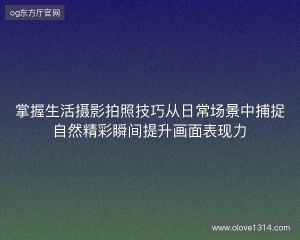 掌握生活摄影拍照技巧从日常场景中捕捉自然精彩瞬间提升画面表现力